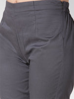 Thumbnail for Jompers Women Grey Smart Slim Fit Solid Regular Trousers - Distacart