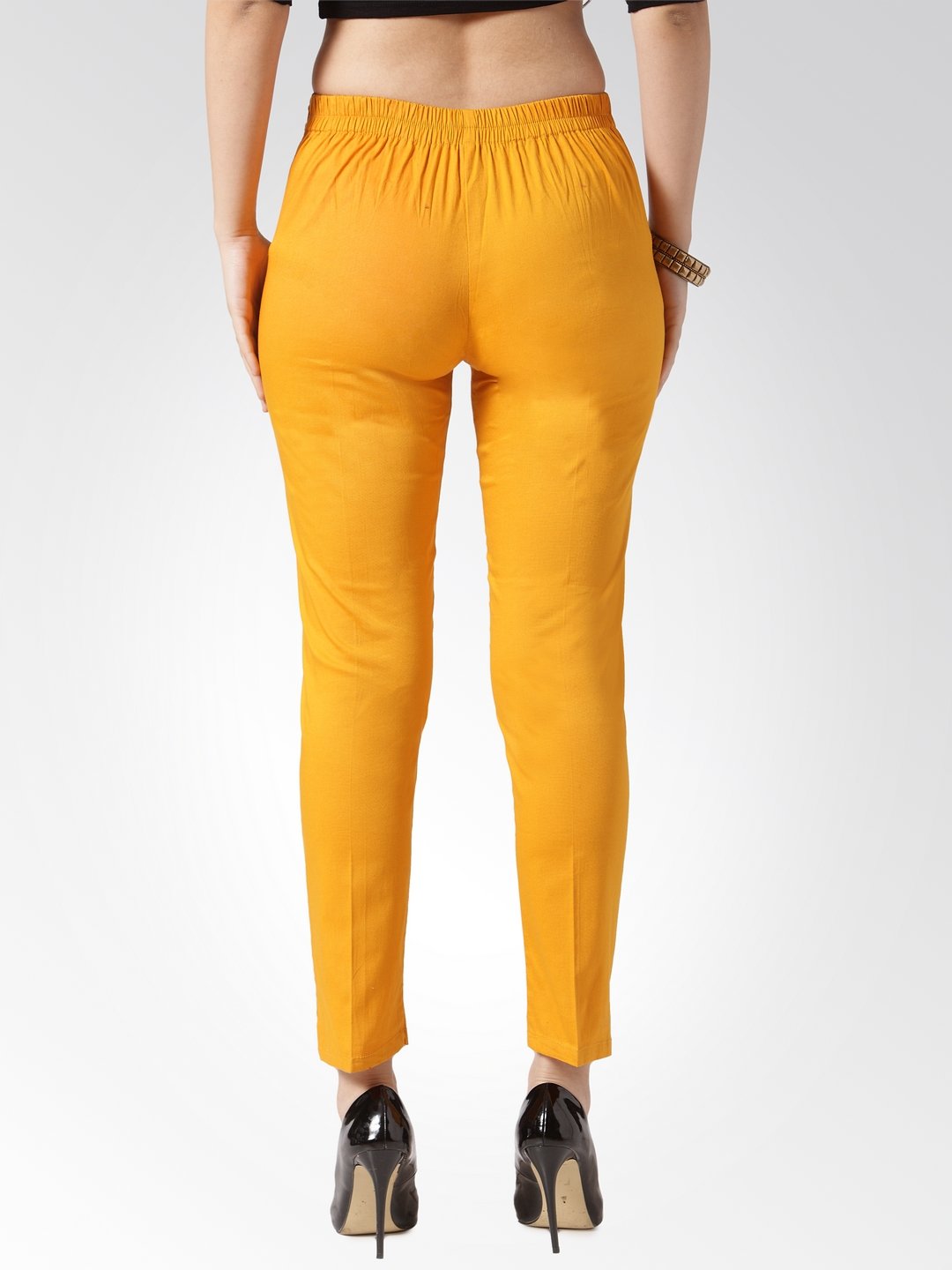 Jompers Women Mustard Smart Slim Fit Solid Regular Trousers ( Yellow ) - Distacart