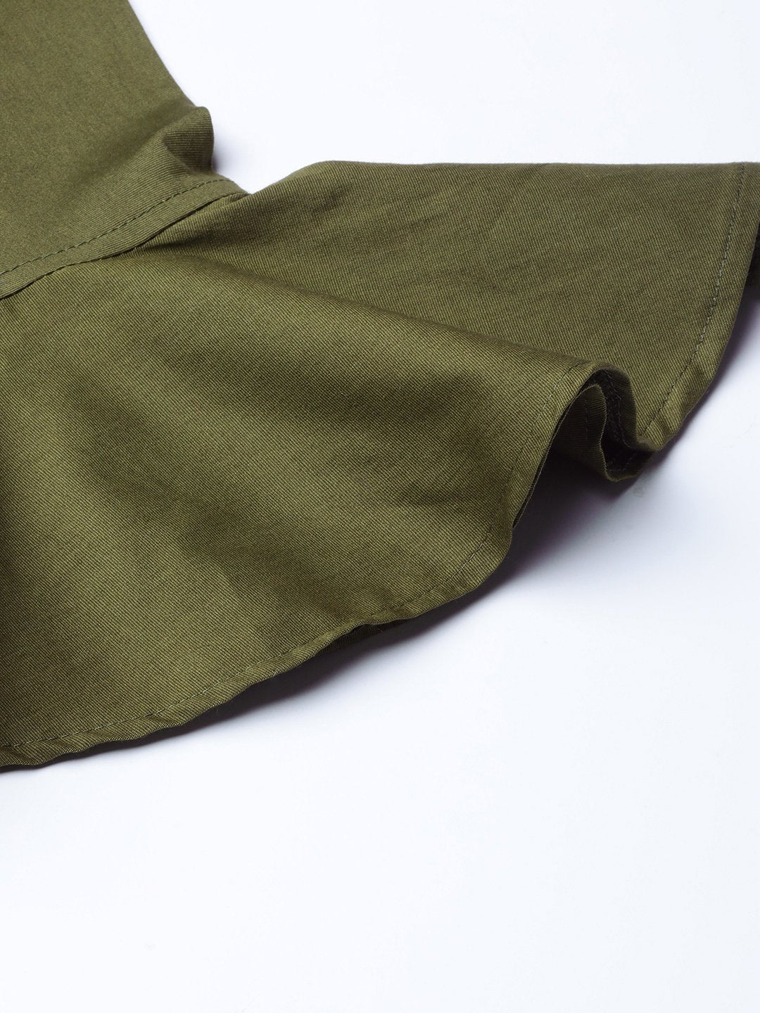 Jompers Women Olive Green Smart Fit Solid Bottom Flared Trousers - Distacart