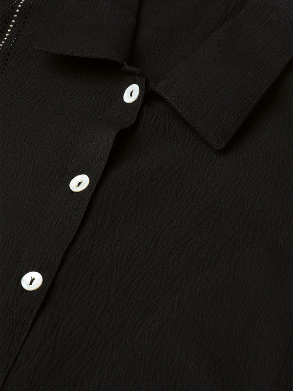 Jompers Women Black Regular Fit Crinkled Effect Casual Shirt - Distacart
