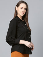 Thumbnail for Jompers Women Black Regular Fit Crinkled Effect Casual Shirt - Distacart