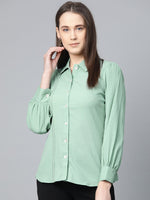 Thumbnail for Jompers Women Green Regular Fit Crinkled Effect Casual Shirt - Distacart