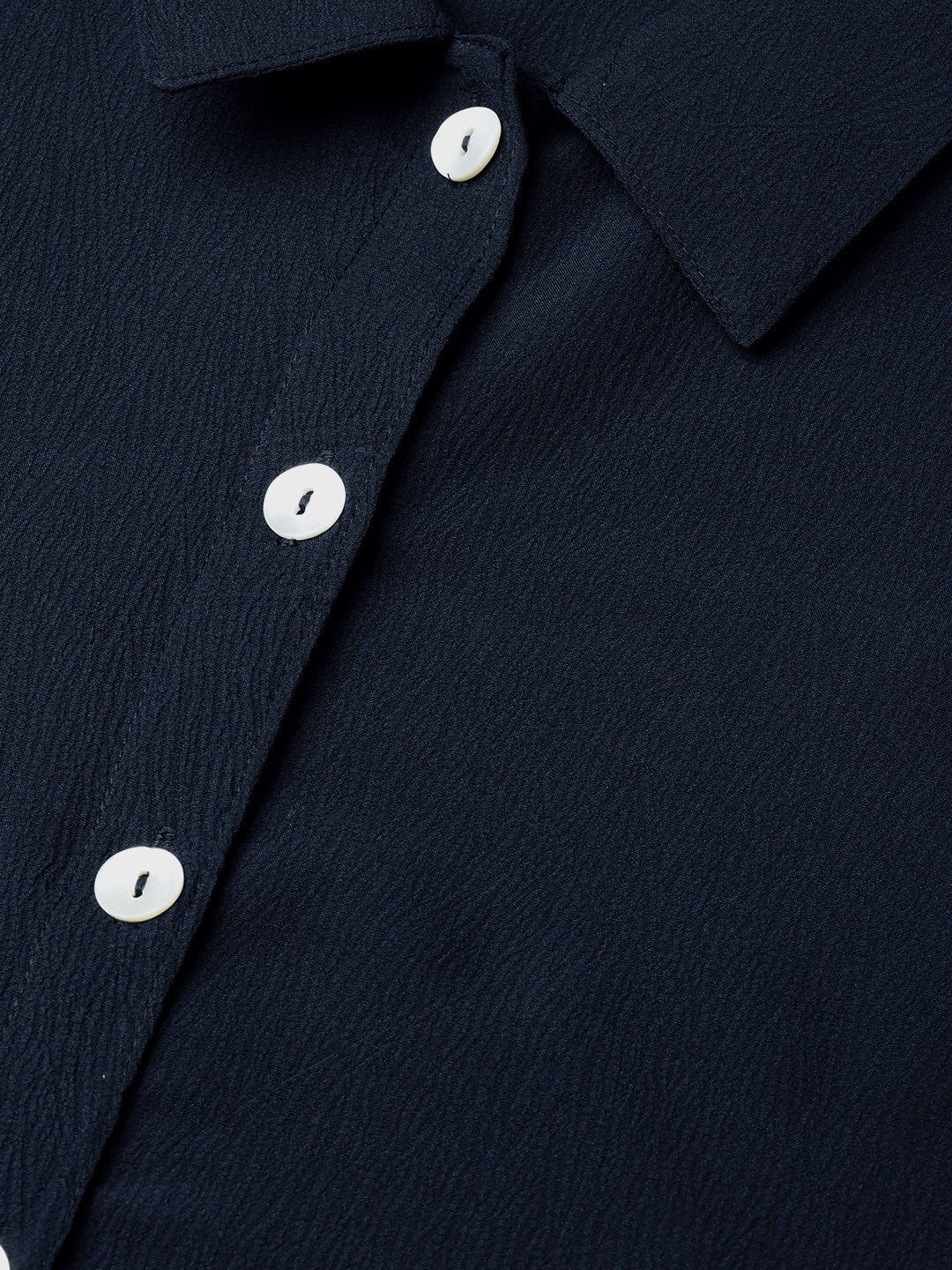 Jompers Women Navy Blue Regular Fit Crinkled Effect Casual Shirt - Distacart