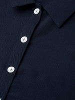 Thumbnail for Jompers Women Navy Blue Regular Fit Crinkled Effect Casual Shirt - Distacart