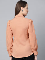 Thumbnail for Jompers Women Peach Regular Fit Crinkled Effect Casual Shirt - Distacart