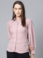 Thumbnail for Jompers Women Purple Regular Fit Crinkled Effect Casual Shirt - Distacart