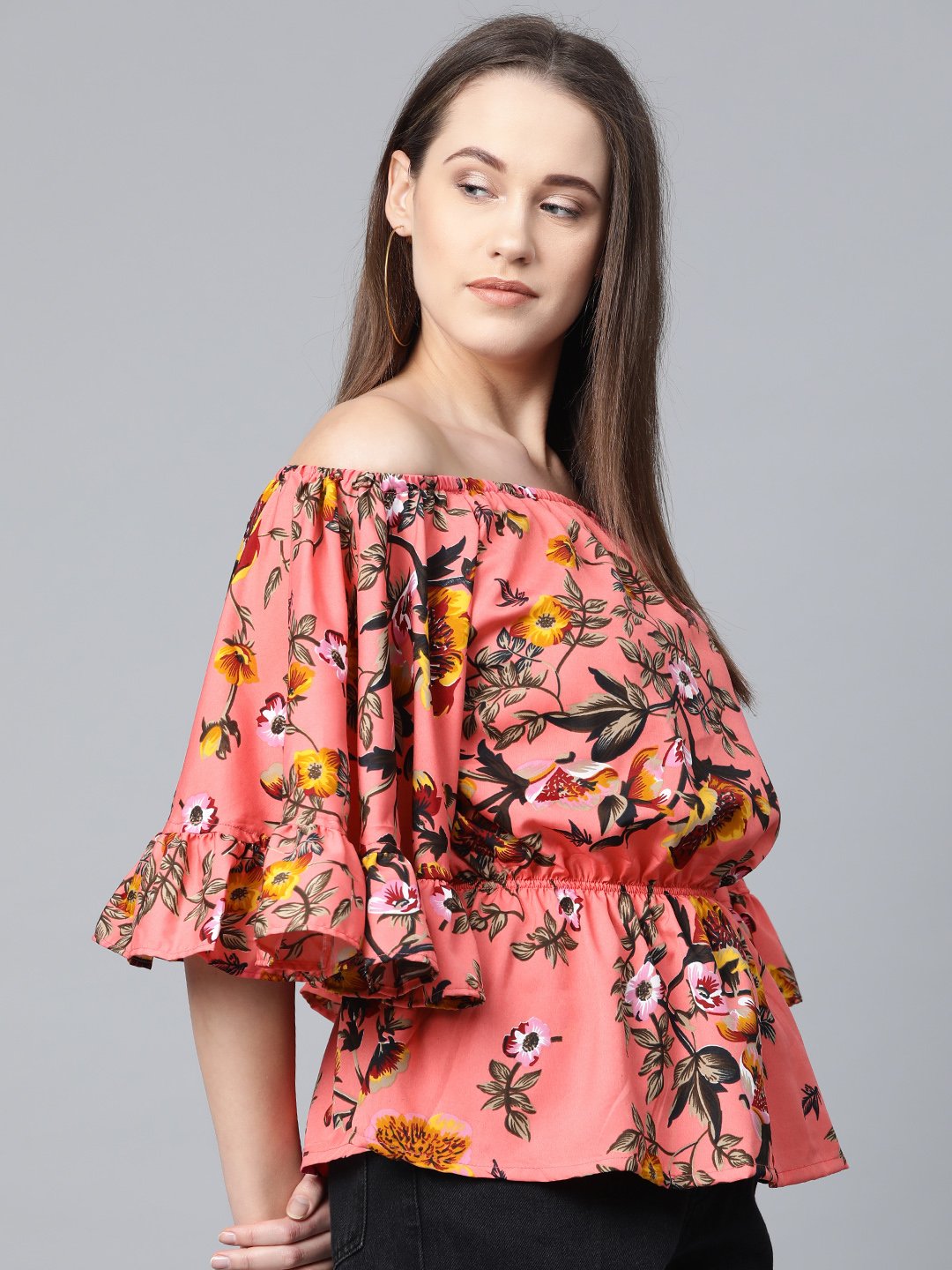 Jompers Women Pink Printed Bardot Top - Distacart