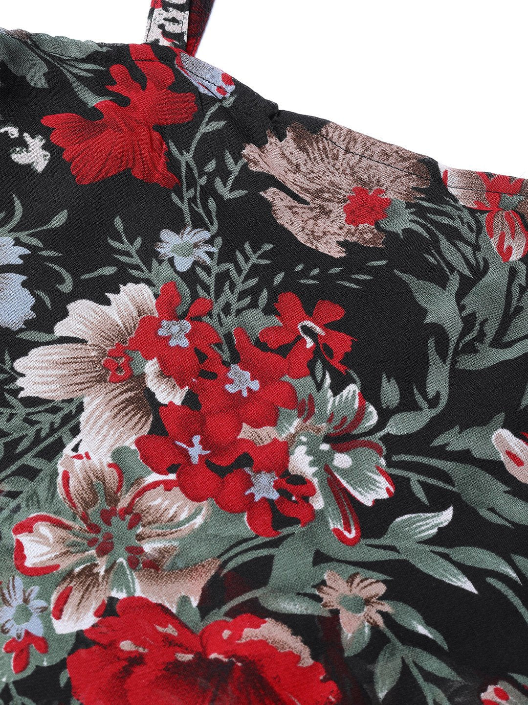 Jompers Women Black & Red Printed Tiered Top - Distacart