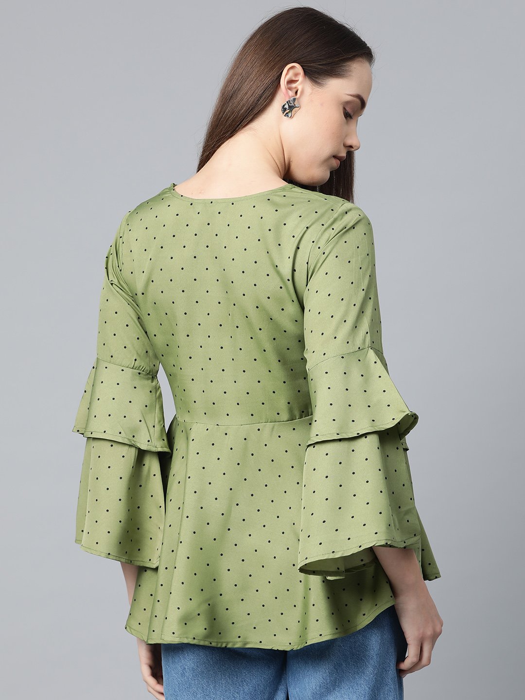 Jompers Women Green & Black Printed A-Line Top - Distacart