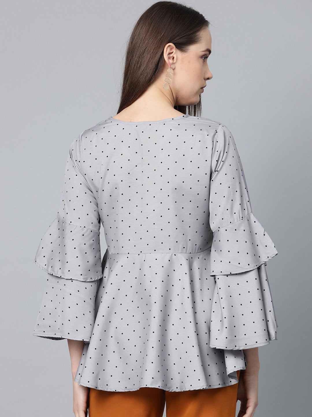 Jompers Women Grey & Black Printed A-Line Top - Distacart