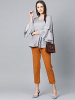 Thumbnail for Jompers Women Grey & Black Printed A-Line Top - Distacart