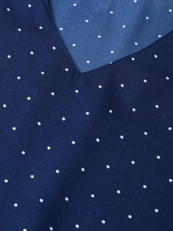 Jompers Women Navy Blue & White Printed A-Line Top - Distacart