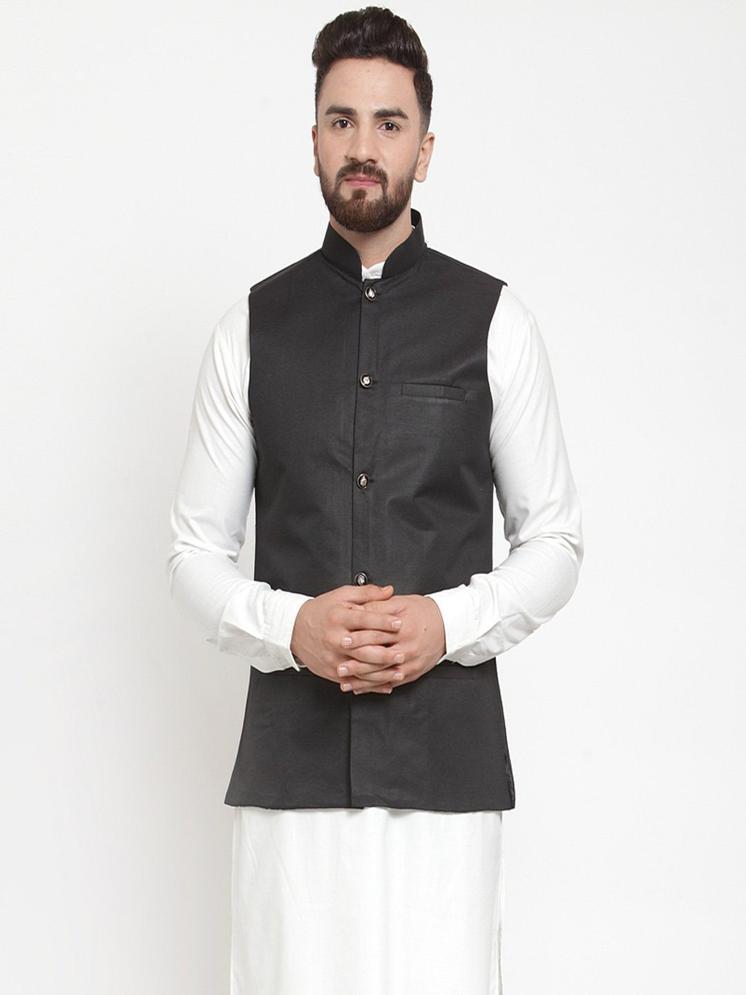 Jompers Men Black Solid Nehru Jacket - Distacart