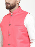 Thumbnail for Jompers Men Peach Solid Nehru Jacket - Distacart