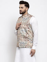 Thumbnail for Jompers Men Multicolored Printed Satin Nehru Jacket - Distacart