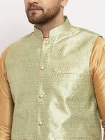 Thumbnail for Jompers Men's Green Woven Nehru Jacket