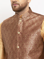 Thumbnail for Jompers Men's Maroon Woven Nehru Jacket