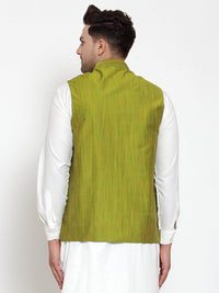 Thumbnail for Jompers Men's Green Woven Design Nehru Jacket