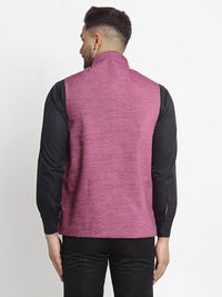 Thumbnail for Jompers Men's Purple Solid Nehru Jacket with Square Pocket