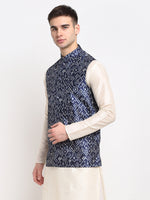 Thumbnail for Jompers Men's Blue Digital Printed Blue Waistcoat