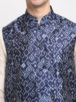 Thumbnail for Jompers Men's Blue Digital Printed Blue Waistcoat