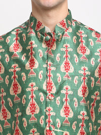 Thumbnail for Jompers Men's Green Digital Printed Green Waistcoat
