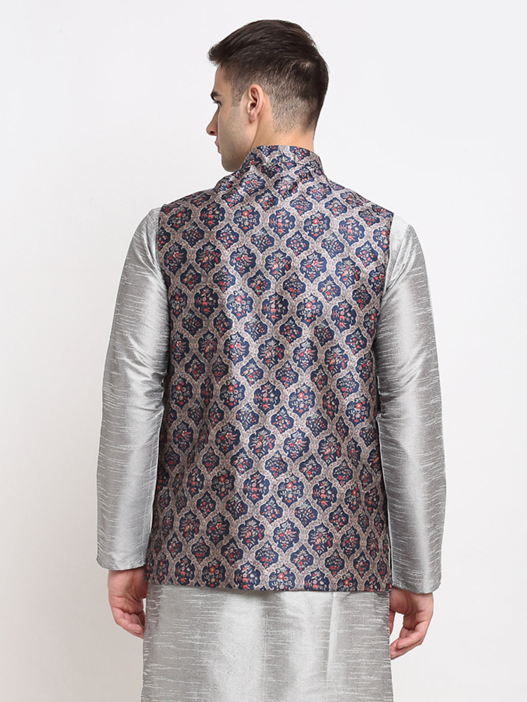 Jompers Men's Grey Digital Printed Grey Waistcoat