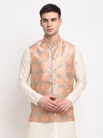 Thumbnail for Jompers Men's Peach Digital Printed Peach-Purple Waistcoat