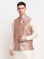 Thumbnail for Jompers Men's Peach Digital Printed Peach Waistcoat