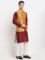 Thumbnail for Jompers Men's Yellow Digital Printed Yellow Waistcoat