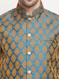 Thumbnail for Jompers Men's Blue Self-Designed Blue Waistcoat