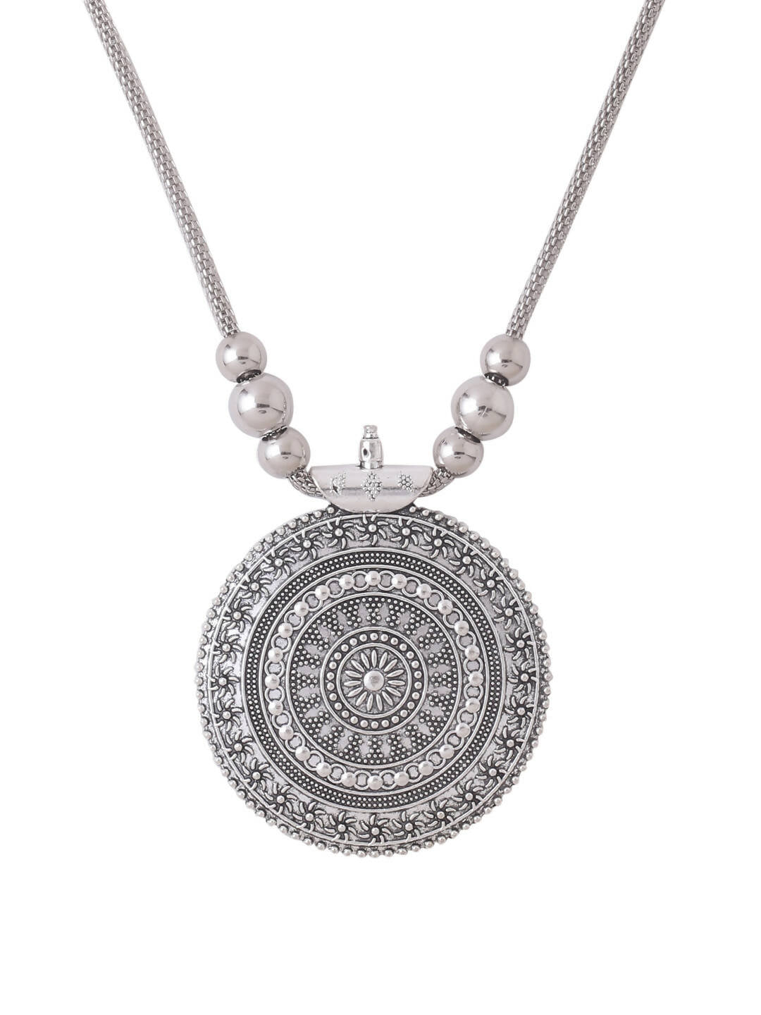 NVR Women's Elegant Silver Oxidised Brass Necklace - Distacart