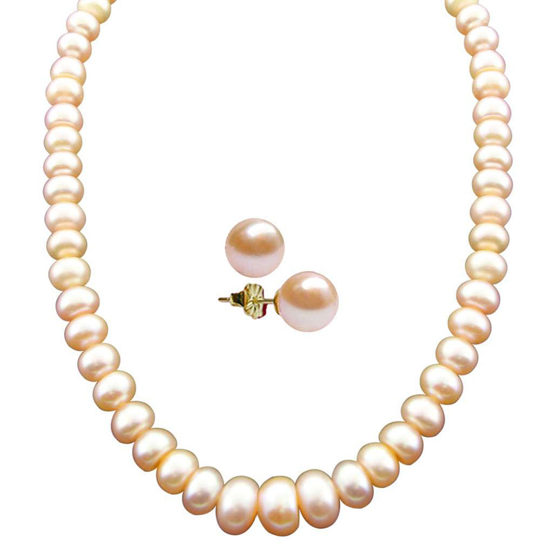 J Pearls New Single Line Peach Pearl Necklace - Real Pearl Jewelry - Distacart