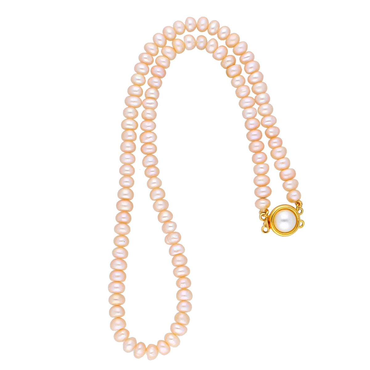 J Pearls New Single Line Peach Pearl Necklace - Real Pearl Jewelry - Distacart