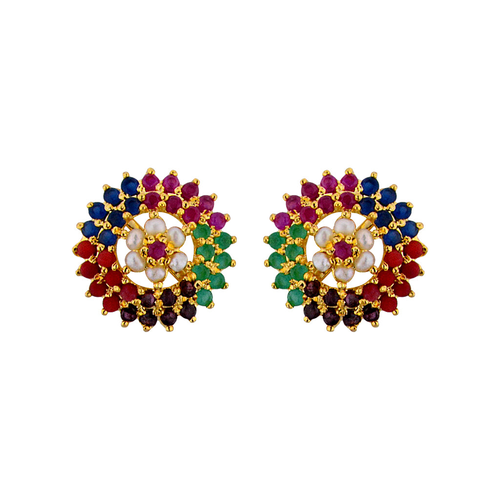 J Pearls Multi Colour Studs - Real Pearl Jewelry - Distacart