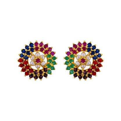 J Pearls Multi Colour Studs - Real Pearl Jewelry - Distacart