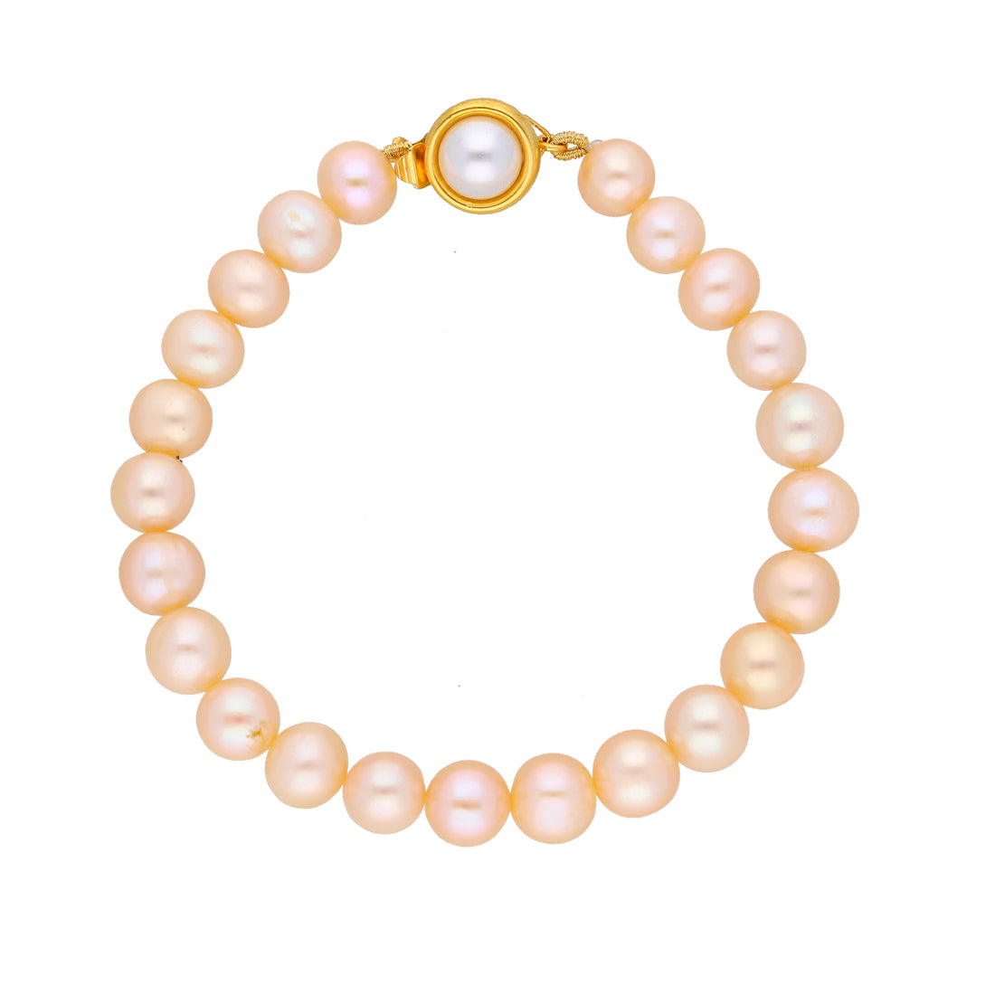 J Pearls Single Line Pink Pearl Bracelet - Real Pearl Jewelry - Distacart