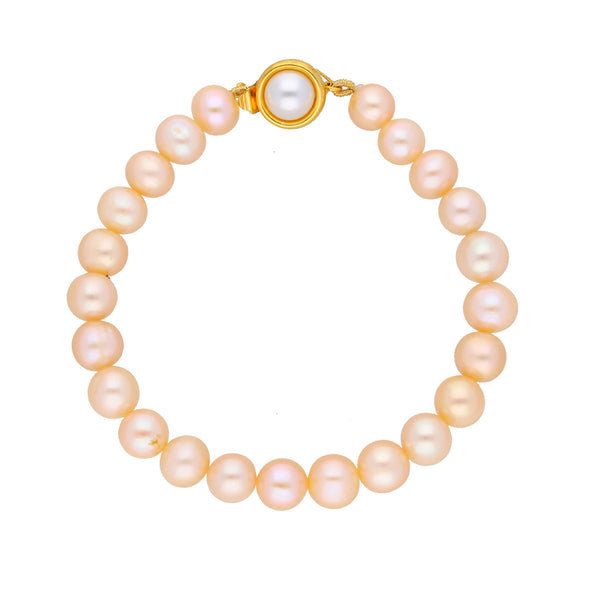 J Pearls Single Line Pink Pearl Bracelet - Real Pearl Jewelry - Distacart