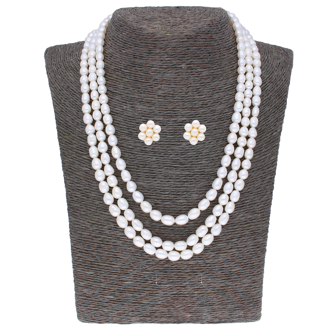 J Pearls 3 String Pearl Necklace - Real Pearl Jewelry - Distacart