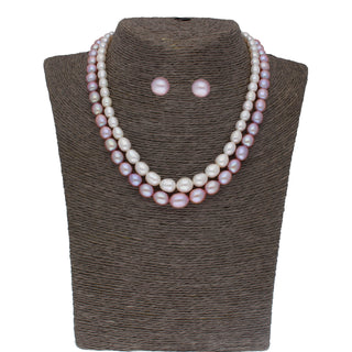 J Pearls Pahal 2 Lines Pearl Necklace Set - Real Pearl Jewelry - Distacart