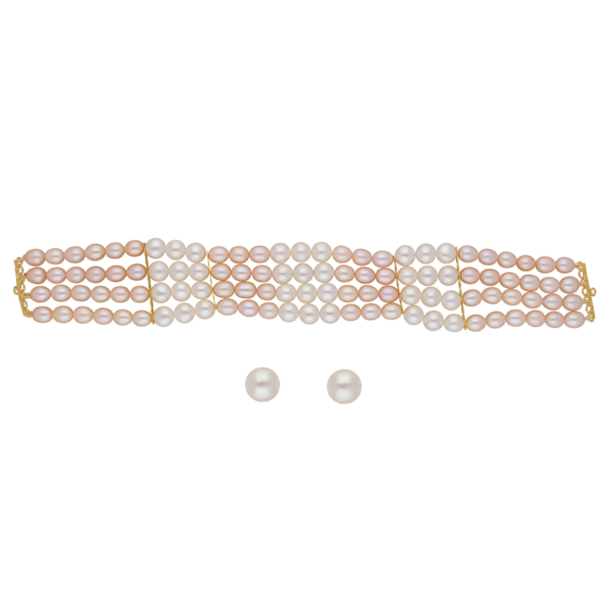 J Pearls Jabala 4 Lines Pearl Choker - Real Pearl Jewelry - Distacart