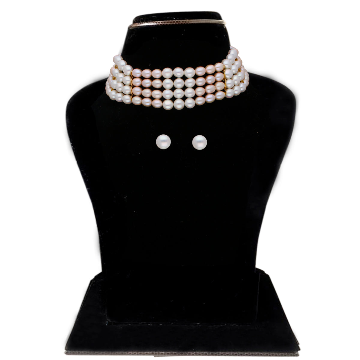 J Pearls Jabala 4 Lines Pearl Choker - Real Pearl Jewelry - Distacart