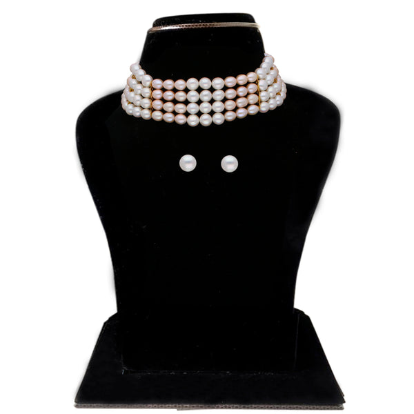 J Pearls Jabala 4 Lines Pearl Choker - Real Pearl Jewelry - Distacart