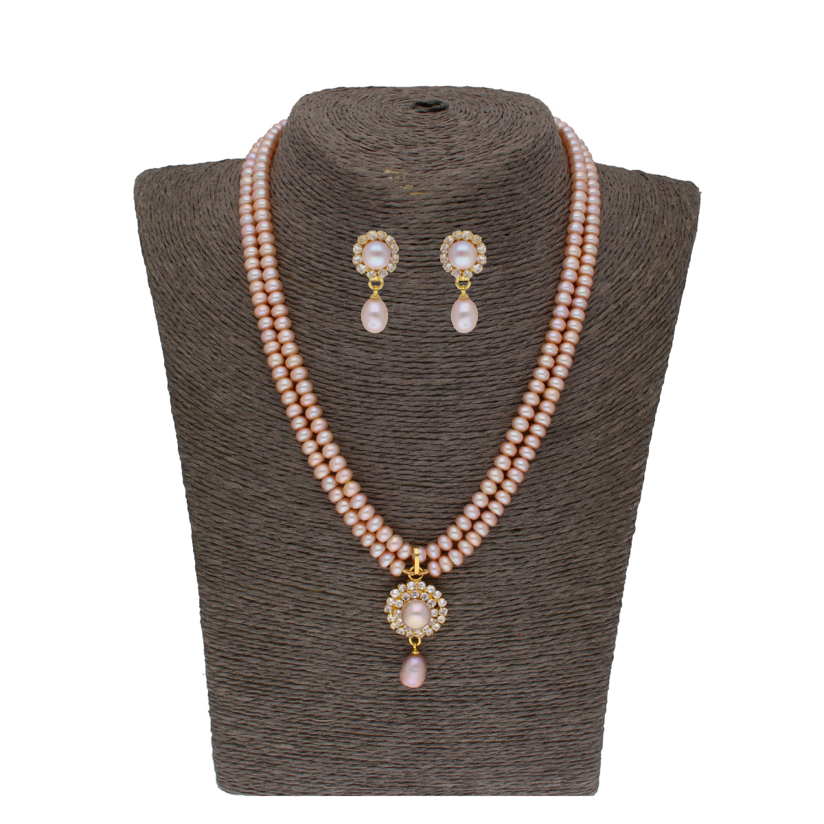 J Pearls Siddhi 2 Lines Button Pearl Set - Real Pearl Jewelry - Distacart