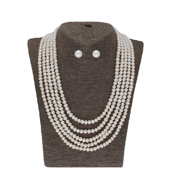 J Pearls Zara 5 Lines Pearl Necklaces - Real Pearl Jewelry - Distacart