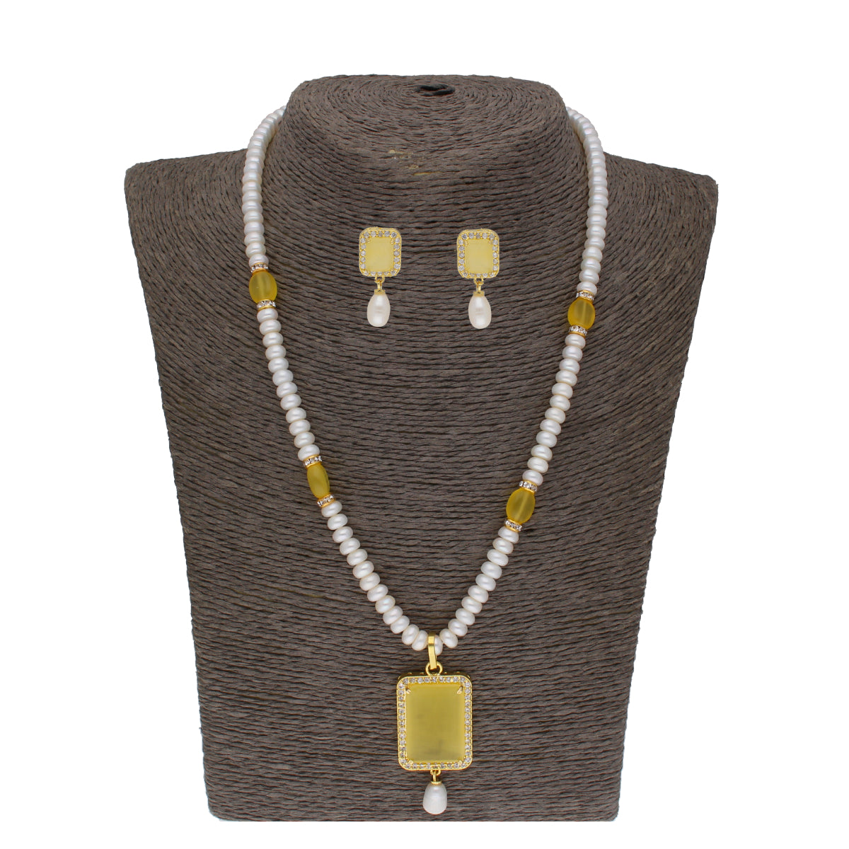 J Pearls Daksina 1 Line Square Pearl Set - Real Pearl Jewelry - Distacart