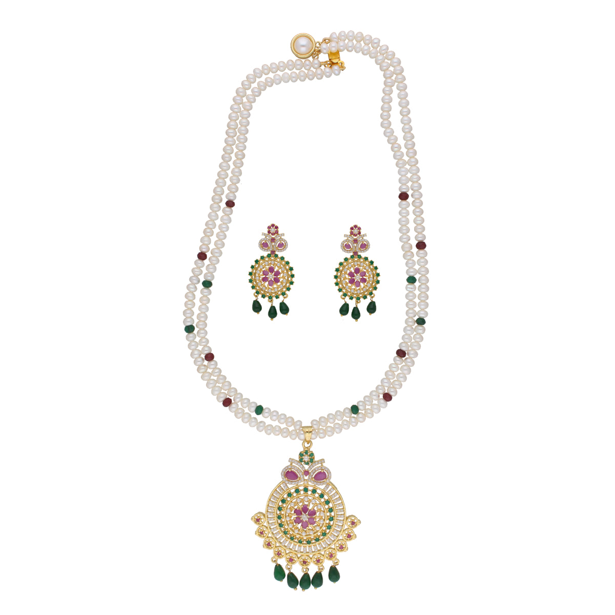 J Pearls Kashika 2 Lines Round Pearl Necklaces - Real Pearl Jewelry - Distacart