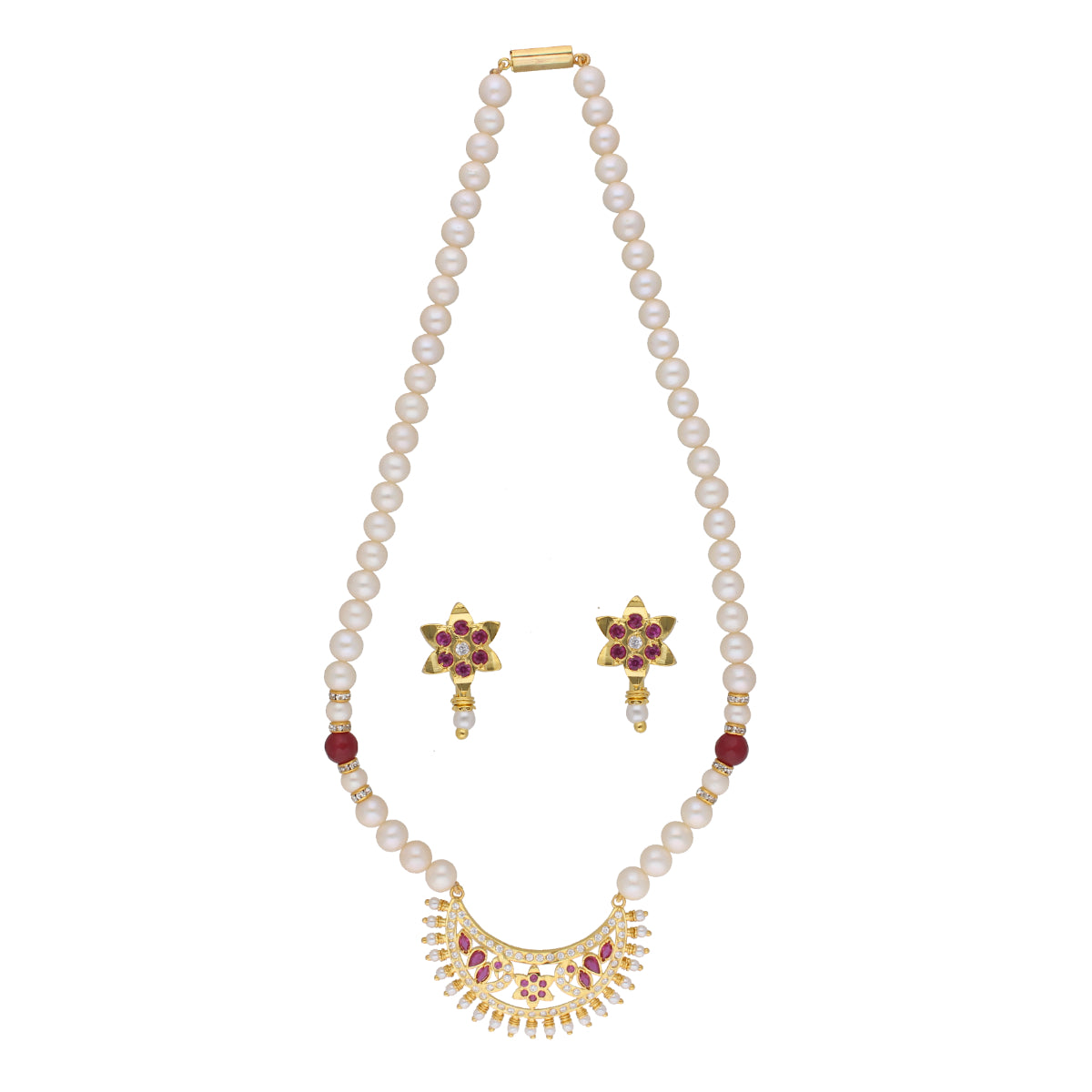 J Pearls Qayanat 1 Line Oval Pearl Necklaces - Real Pearl Jewelry - Distacart