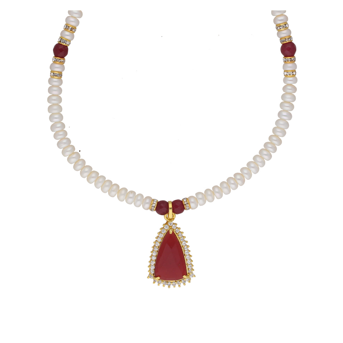 J Pearls Abeedha 1 Line Button Pearl Set - Real Pearl Jewelry - Distacart