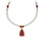 Thumbnail for J Pearls Abeedha 1 Line Button Pearl Set - Real Pearl Jewelry - Distacart